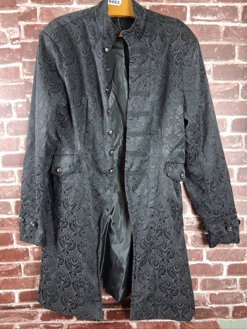 Jacquard Lightweight Jacket Womens 2XL Black Textured Open Front Goth Steampunk